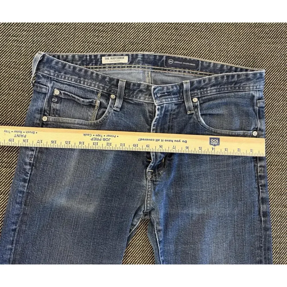 Adriano Goldschmied AG 34X34 The Matchbox Slim Straight Faded Blue Jeans - Picture 8 of 9